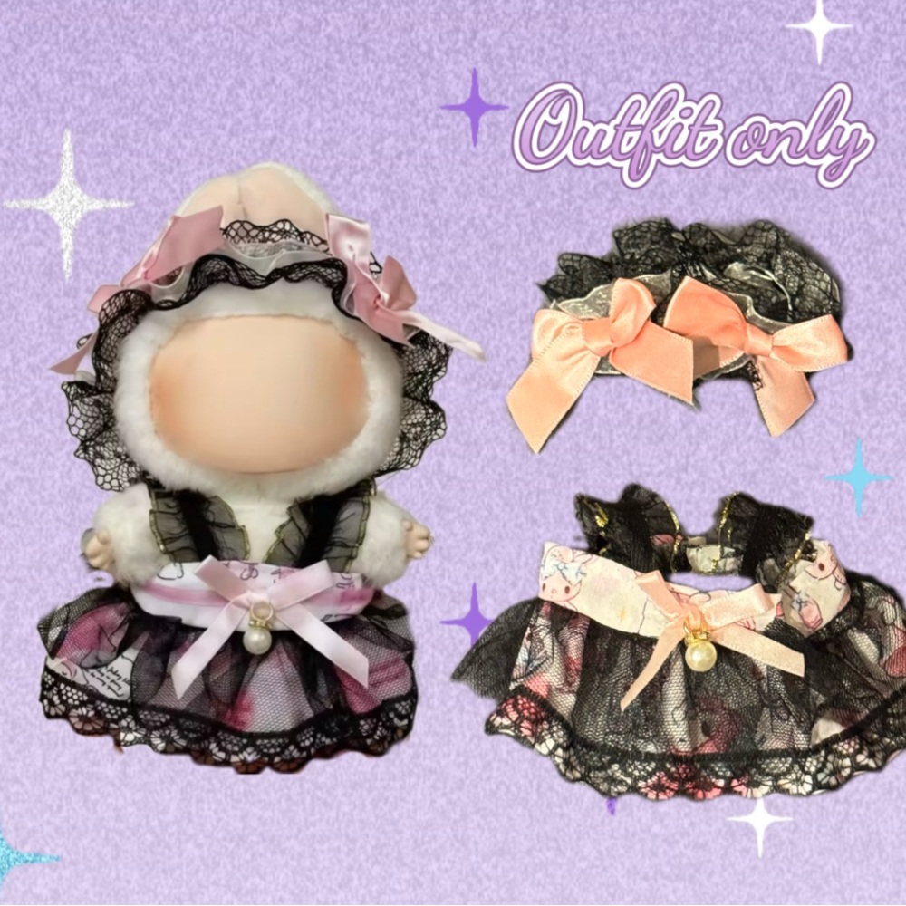 Labubu Dress- Labubu Black Lace Dress with Bows (NO DOLL)